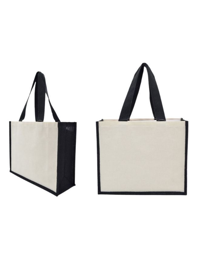 Fatio Set of 10 Black Jute with Cream Canvas Bags – Eco-Friendly, Durable & Stylish - Image 3